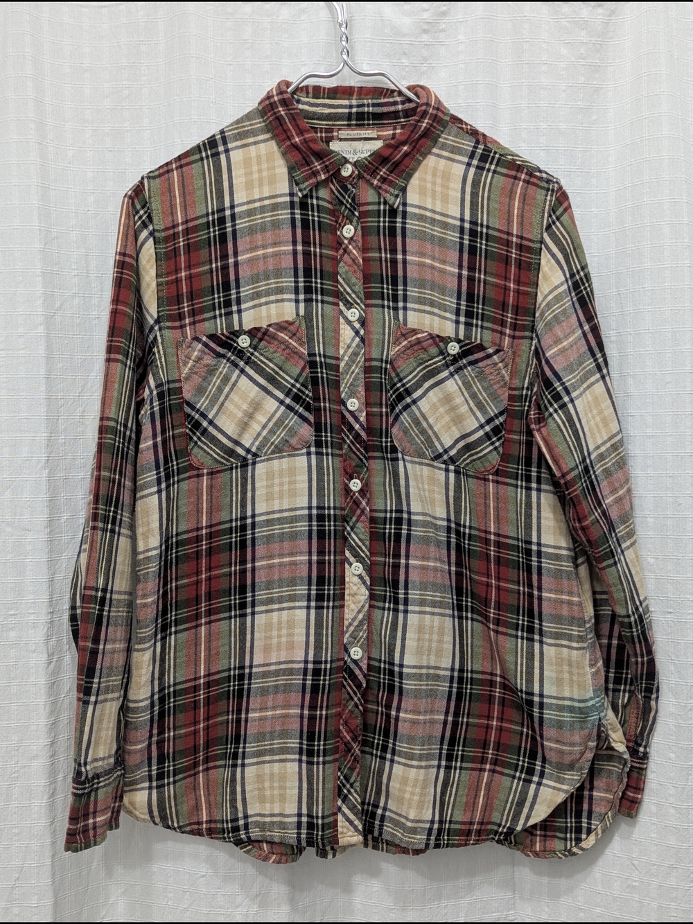 Denim & Supply Ralph Lauren Red Beige Black Plaid Button-Down Shirt